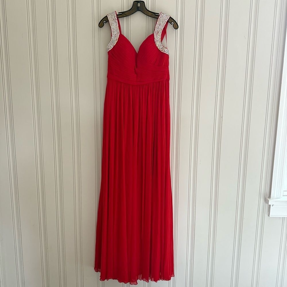 Anny Lee Red Maxi Dress with Embellished Straps